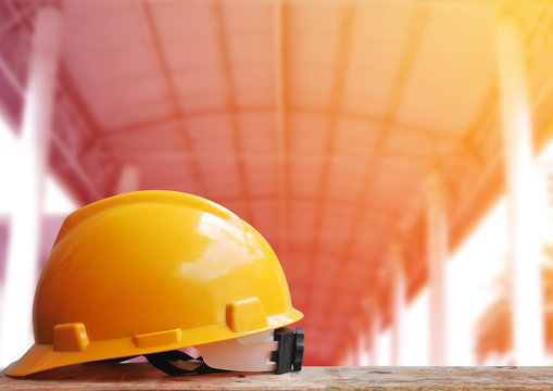 Safety helmet with construction site background