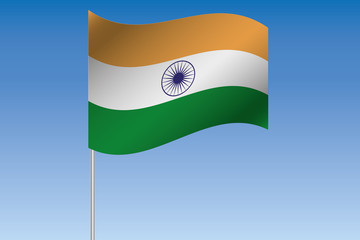 3D Flag Illustration waving in the sky of the country of  India