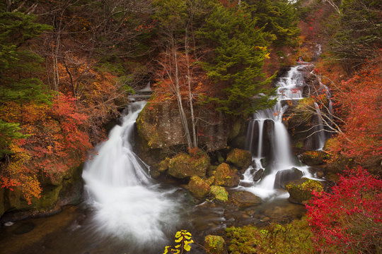 Ryuzu Falls near Nikko, Japan in autumn