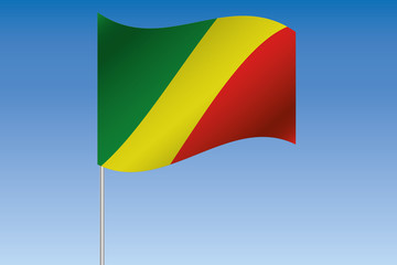 3D Flag Illustration waving in the sky of the country of  Congo