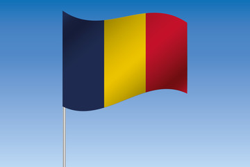 3D Flag Illustration waving in the sky of the country of  Chad