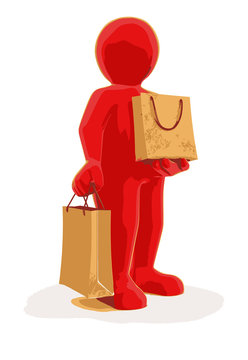 Man and bags (clipping path included)