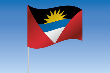 3D Flag Illustration waving in the sky of the country of  Antigu