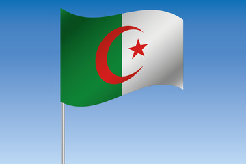 3D Flag Illustration waving in the sky of the country of  Algeri
