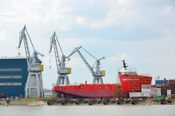 Ship being constructed