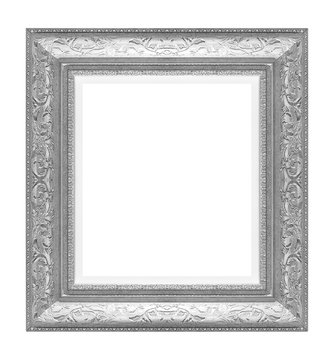 silver picture frame isolated on white background