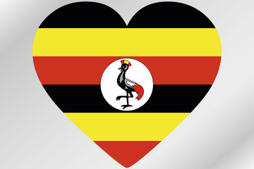 Flag Illustration of a heart with the flag of  Uganda