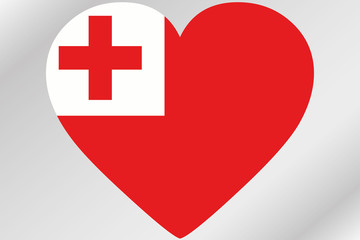 Fototapeta premium Flag Illustration of a heart with the flag of Tonga