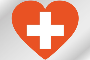Obraz premium Flag Illustration of a heart with the flag of Switzerland