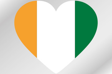 Flag Illustration of a heart with the flag of  Cote DIvoire