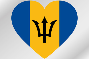 Flag Illustration of a heart with the flag of  Barbados