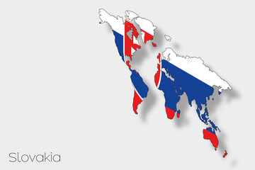 3D Isometric Flag Illustration of the country of  Slovakia