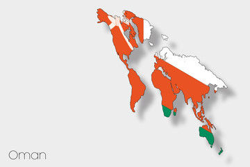 3D Isometric Flag Illustration of the country of  Oman