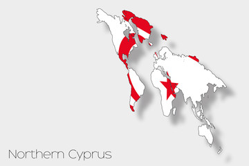 3D Isometric Flag Illustration of the country of  Northern Cypru