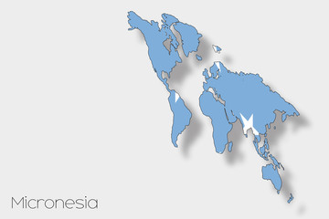 3D Isometric Flag Illustration of the country of  Micronesia
