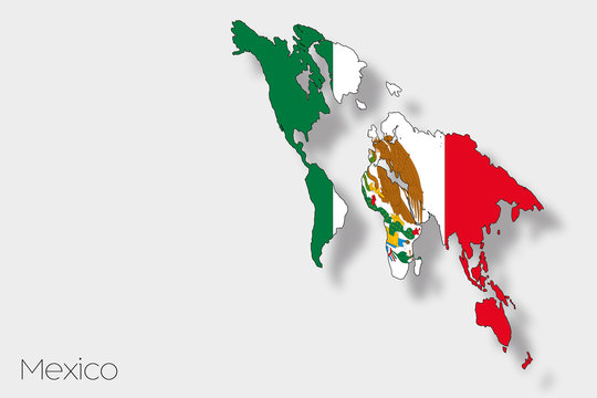 3D Isometric Flag Illustration of the country of  Mexico