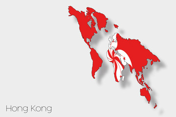 3D Isometric Flag Illustration of the country of  Hong Kong