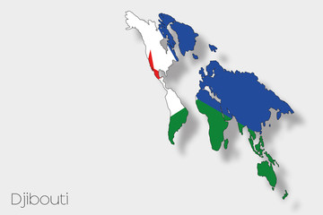 3D Isometric Flag Illustration of the country of  Djibouti