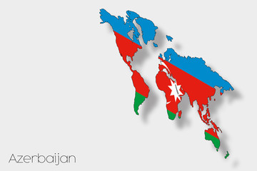 Obraz premium 3D Isometric Flag Illustration of the country of Azerbaijan