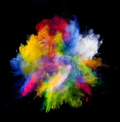 Colored powder on black background