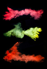 Colored powder on black background