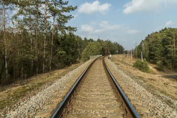 Fototapeta premium iron rails in summer
