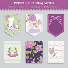 Vintage Flowers Card Set - for birthday, wedding, baby shower