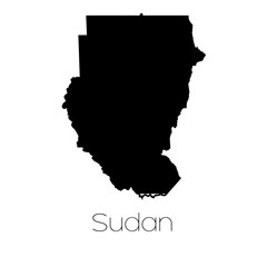 Country Shape isolated on background of the country of Sudan