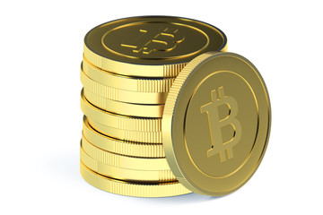 Stack of Golden Bitcoins