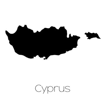 Country Shape isolated on background of the country of Cyprus