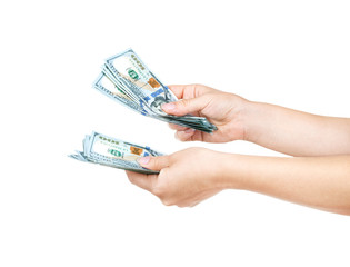 Money in the hand (Hand with money, Hand holding Banknotes)