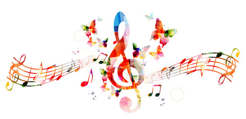 Naklejka premium Colorful background with music notes