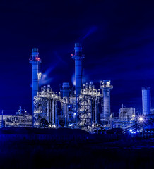 Twilight photo of power plant