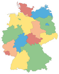 Deutschland farbig (beschriftet) - Vektor