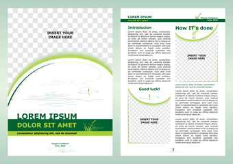 Brochure about fishing template, cover and page