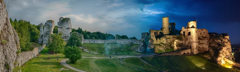 Photo sur Plexiglas Rudnes Panorama Od Świtu do Zmierzchu Ruiny Zamku w Ogrodzieńcu