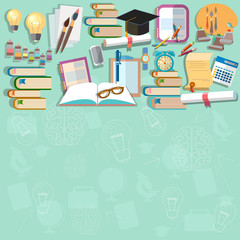 Education background, diploma exams back to school college campus