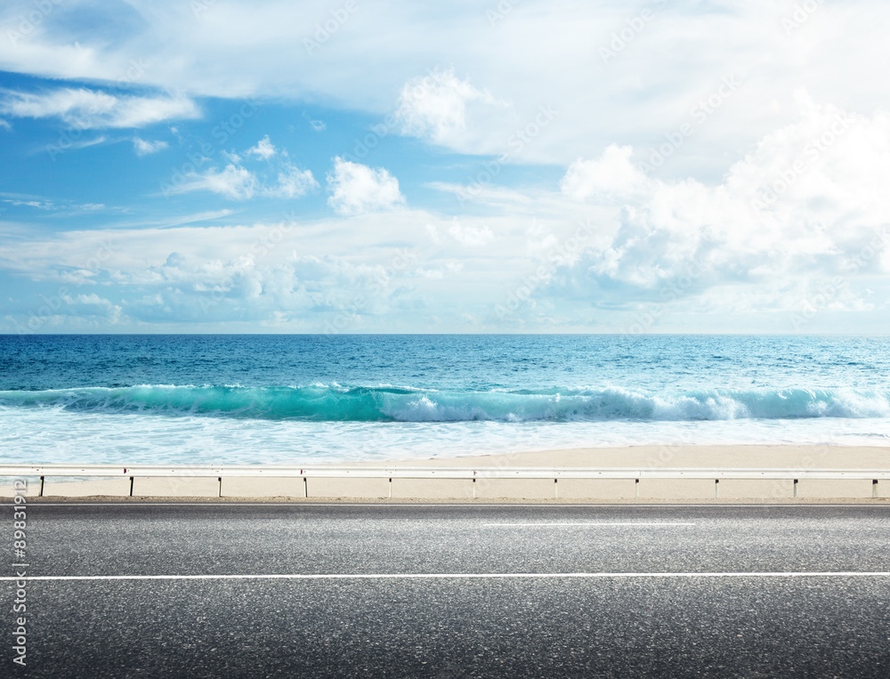 Wall mural road on tropical beach