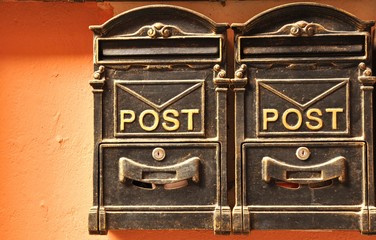 Vintage letter box on grungy wall