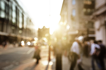 people in bokeh, street of London