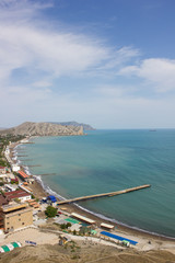 View of the City on the beach line in the Crimean mountains 