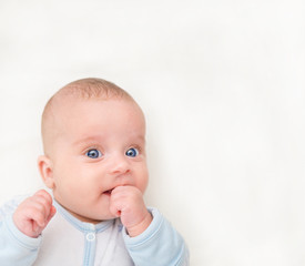 Cute little baby. Place for your text.