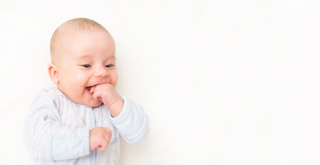 Smiling cute little baby. Place for your text.