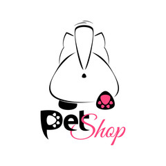 Pet Shop emblem, banner - cute cartoon cat