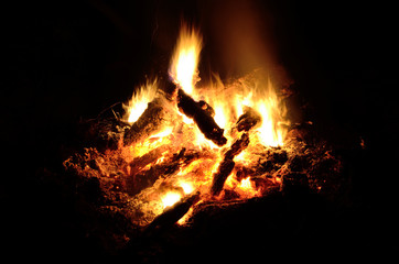 a log fire with a great night