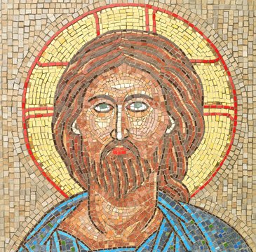 Abstract detail of mosaic depicting Jesus Christ