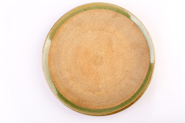 Celadon green ceramic dish, Chiang Mai, Thailand. Isolated on wh