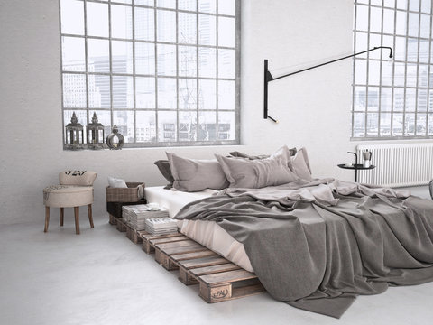 schlafzimmer in einem designer loft