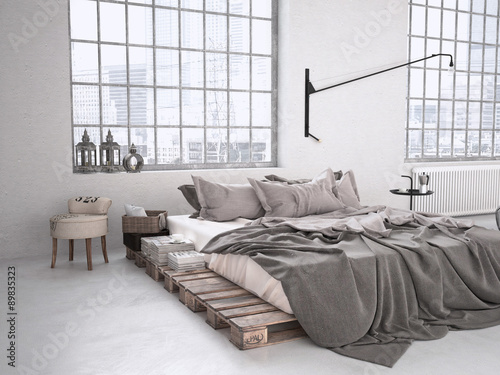 "schlafzimmer in einem designer loft" Stockfotos und lizenzfreie Bilder