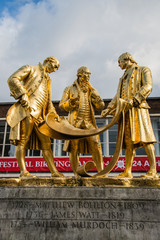 Fototapeta na wymiar Statue of Matthew Boulton, James Watt, and William Murdoch by William Bloye, Birmingham, England